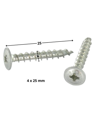 1 x Vis Spax Tête plate Pozi 4X25 WIROX