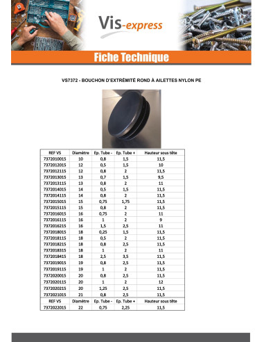 1 x Bouchon rond pour tube Diamètre EXT88.9...