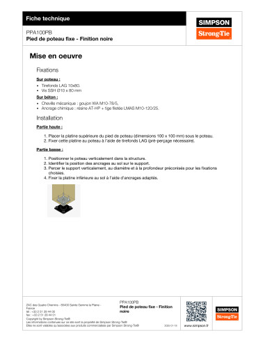 1 x Pied de poteau fixe SIMPSON Strong Tie...