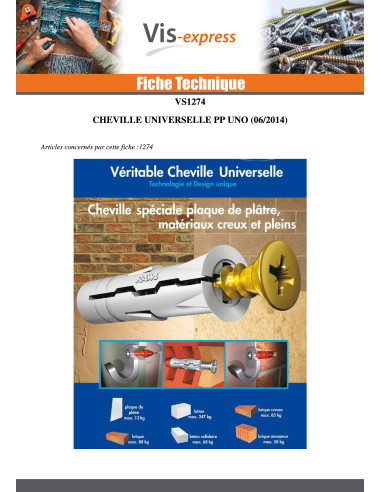 1 x Cheville Universelle PP UNO 5 jaune RAWLPLUG