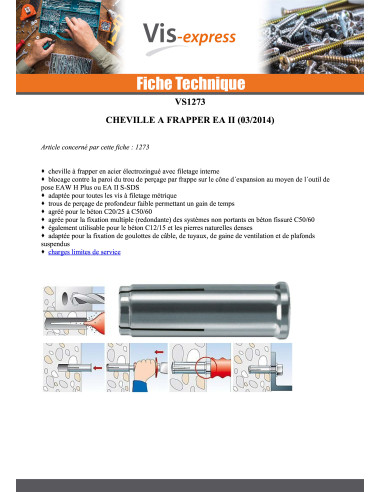 1 x Cheville à frapper Fischer EAII M16X65...