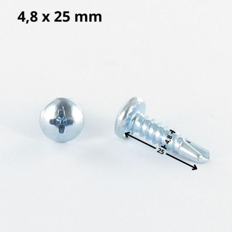 1 x Vis autoperceuse Tête cylindrique bombée TCB Phillips 4.8X25 Filet tôle Acier zingué