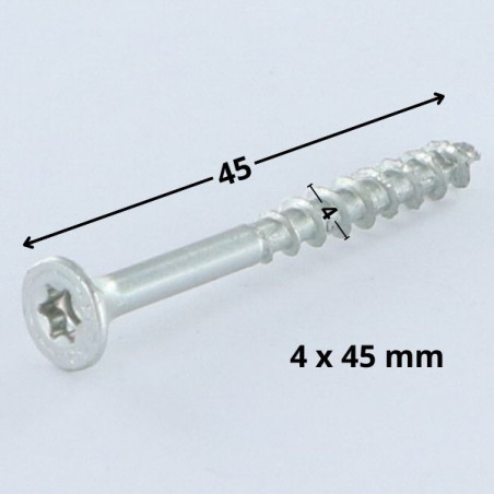 1 x Vis Spax Tête fraisée TORX T20 4X45 Filetée sur 29 Filetage partiel WIROX