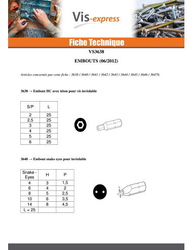 1 x Embout Inviolable Vis HC+TETON M10 Clé de 6...