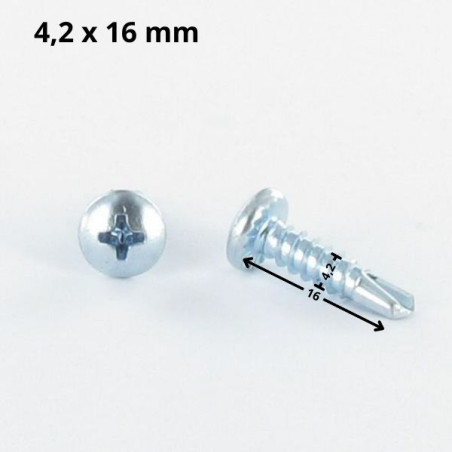 1 x Vis autoperceuse Tête cylindrique bombée TCB Phillips 4.2X16 Filet tôle Acier zingué