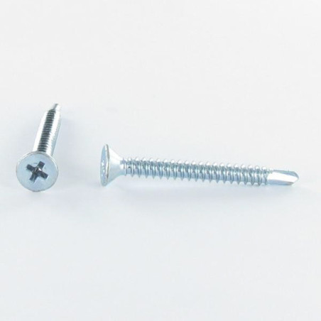 1 x Vis autoperceuse Tête fraisée Phillips 6.3X32 Filet tôle Acier zingué