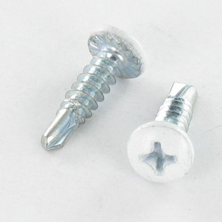 1 x Vis autoperceuse Tête cylindrique bombée TCB Phillips 4.2X25 Filet tôle Acier zingué RAL9016 blanc signalisation