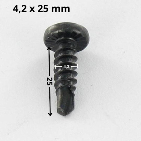 1 x Vis autoperceuse Tête cylindrique bombée TCB Phillips 4.2X25 Filet tôle Acier zingué noir