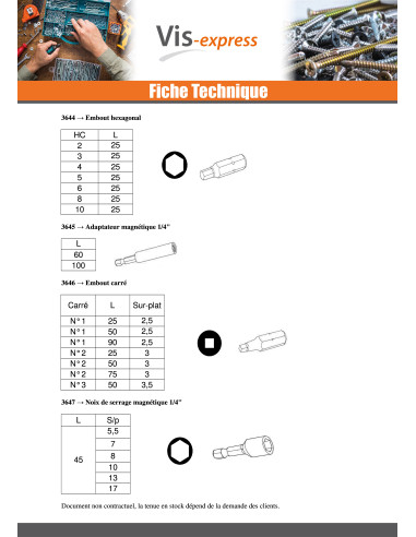 1 x Embout Inviolable Vis HC+TETON M4 Clé de...