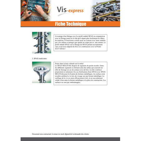 1 x Vis Spax Tête fraisée TORX T40 8X340 Filetée sur 80 Filetage partiel WIROX