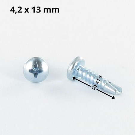 1 x Vis autoperceuse Tête cylindrique bombée TCB Phillips 4.2X13 Filet tôle Acier zingué