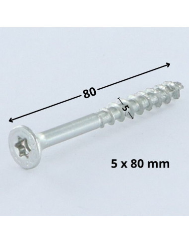 1 x Vis Spax Tête fraisée TORX T20 5X80 Filetée...