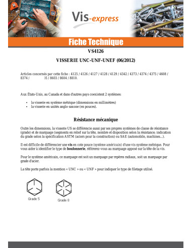1 x Ecrou hexagonale 3/4" UNF Acier brut GRADE 2