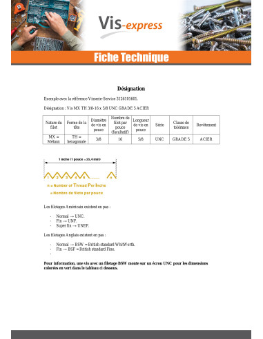 1 x Ecrou hexagonale 3/4" UNF Acier brut GRADE 2