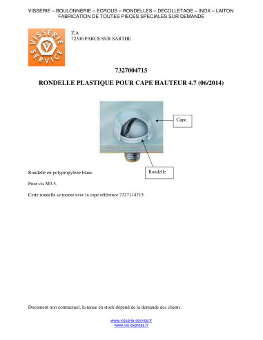 1 x Rondelle Plastique M3.5X11.3X4.7