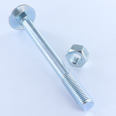 1 x Boulon (vendu avec Ecrou) TRCC JAPY tête ronde collet carré M10X140 Filetage partiel Acier zingué