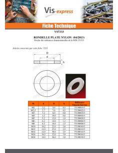 Rondelle Plate nylon naturel M8X18X1.5 M 2