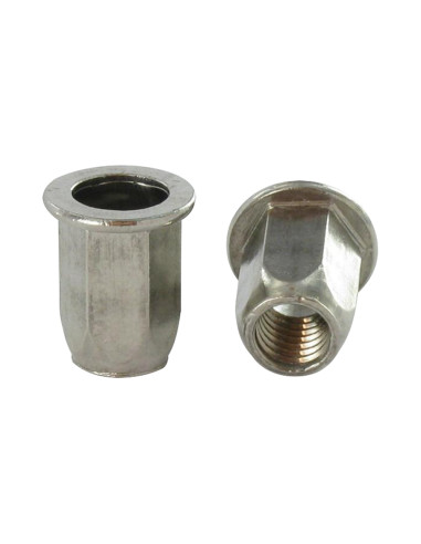 1 x Ecrou à sertir Inox Tête plate Hexagonal...