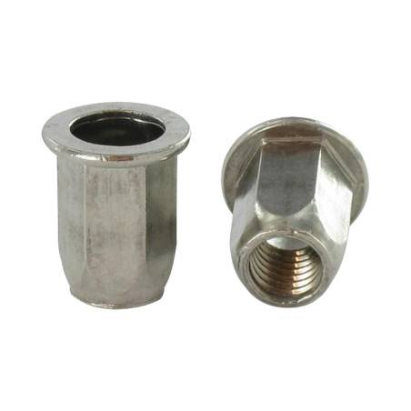 1 x Ecrou à sertir Inox Tête plate Hexagonal M6X16 INPTH 30
