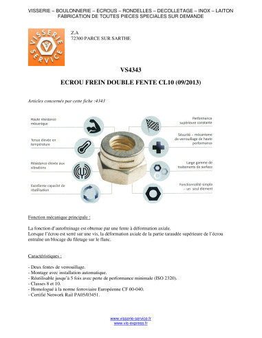 1 x Ecrou frein Double fente M6 DAH Acier zingué