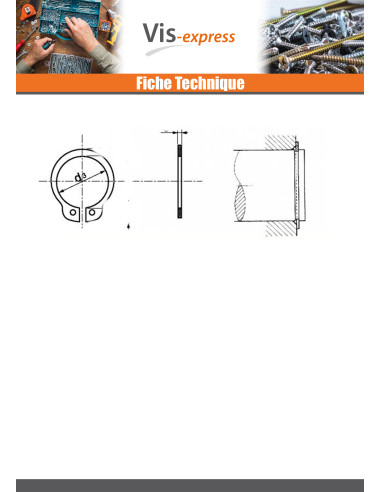 1 x Circlip Extèrieur Inox Sur arbre Diamètre 95