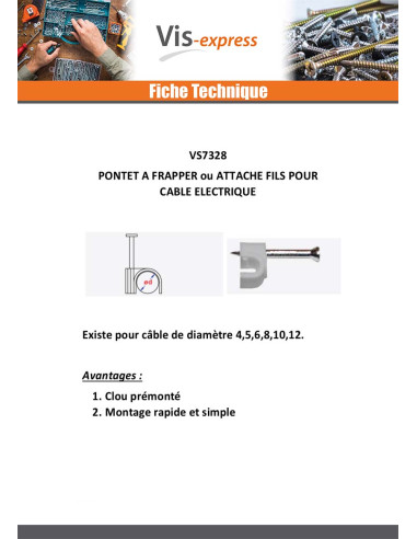 1 x Lot de 15 Pontet Câble électrique Diamètre 5