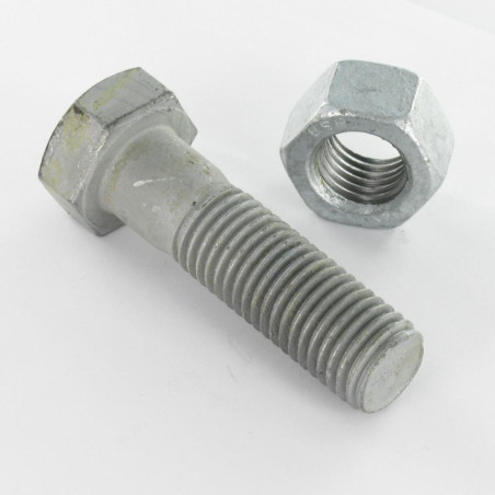 75 x Boulon (vendu avec Ecrou) Tête hexagonale TH M12X60 Classe 8.8 SB Forte tenue à la corrosion Acier galvanisé à
