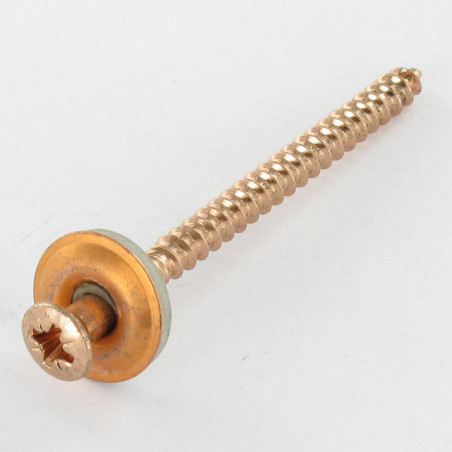 1 x Vis faitage Tête fraisée bombée TFB Pozi Inox A2 cuivre Rondelle d'étanchéite EPDM 4.5X70