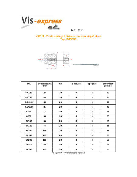 1 x Vis de réglage pour fenêtre bois TORX T25 6X100 Acier zingué