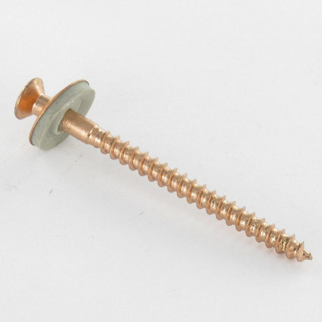 1 x Vis faitage Tête fraisée bombée TFB Pozi Inox A2 cuivre Rondelle d'étanchéite EPDM 5X200