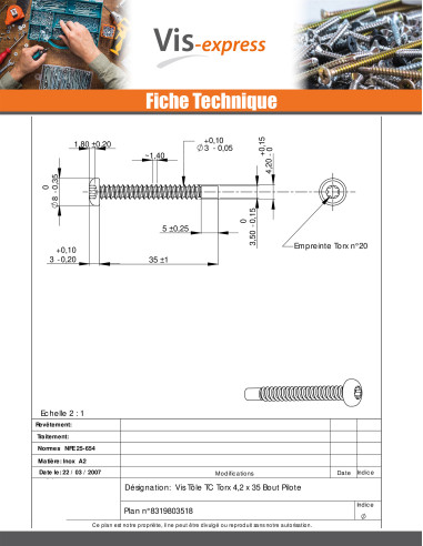 1 x Vis tôle tête cylindrique bombée large...