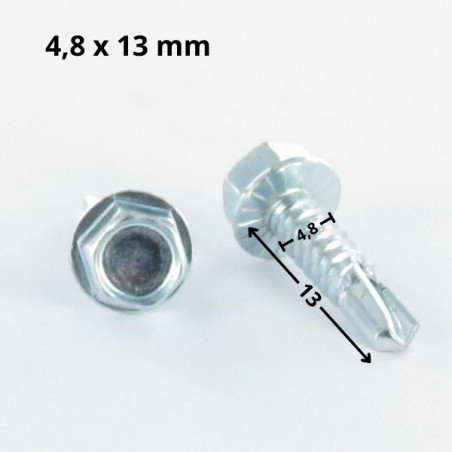 1 x Vis autoperceuse Tête hexagonale TH 4.8X13 Filet tôle Acier zingué