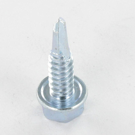 1 x Vis autoperceuse Tête hexagonale TH Embase collerette Lisse 6.3X63 Acier zingué
