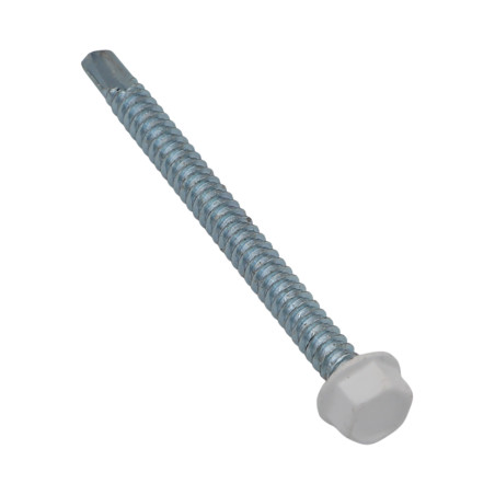 1 x Vis autoperceuse Tête hexagonale TH 6.3X75 Filet tôle Acier zingué RAL9016LIQUID