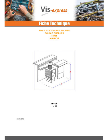 1 x PINCE Fixation SOLAIRE 30X55 Aluminium Noir IN