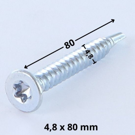 1 x Vis autoperceuse Tête fraisée TORX T25 4.8X80 Acier zingué