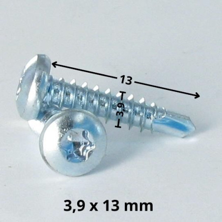 1 x Vis autoperceuse Tête cylindrique bombée TCB 3.9X13 TORX T15 Acier zingué