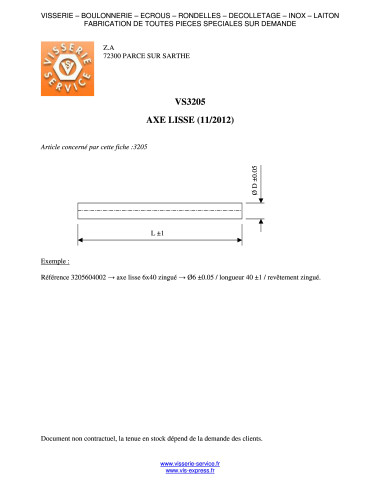 1 x Axe Lisse 5.9X40 Z