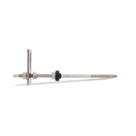 1 x Vis double filetage panneau solaire Avec platine 10X160 Inox A2