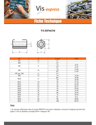 1 x Manchon Hexagonal M6X40 Surplat 10 Acier...