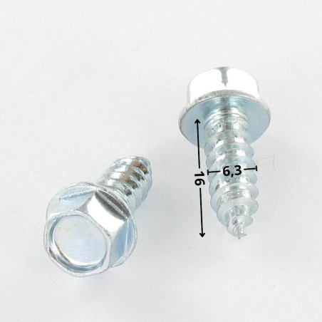 1 x Vis tôle Tête hexagonale TH Embase collerette crantée 6.3X16 Acier zingué