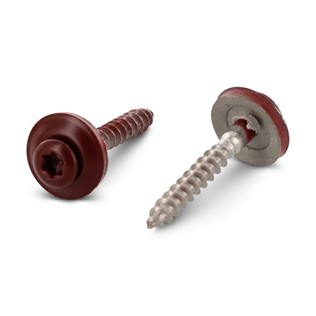 1 x Vis faitage Tête fraisée bombée TFB TORX T20 Inox A2 RAL3009 rouge oxyde 4.5X100RD.EPDM