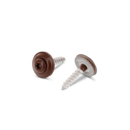 1 x Vis faitage Tête fraisée bombée TFB TORX T20 Inox A2 RAL8011 4,5X45 Rondelle d'étanchéite EPDM