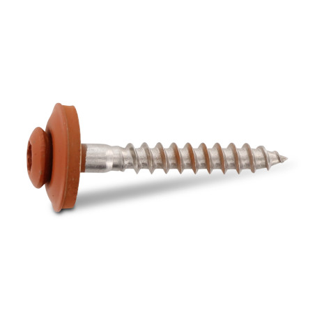 1 x Vis faitage Tête fraisée bombée TFB TORX T20 Inox A2 RAL8004 brun cuivre 4.5X100RD.EPDM