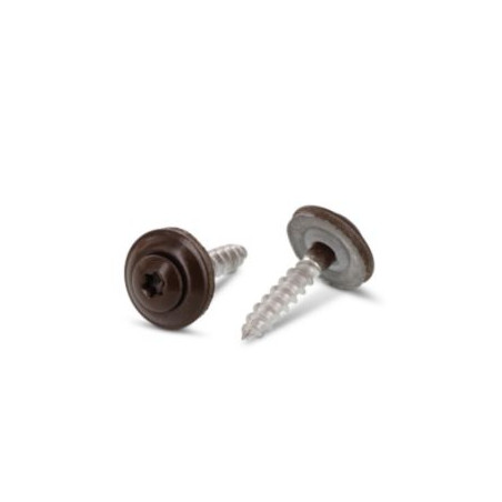 1 x Vis faitage Tête fraisée bombée TFB TORX T20 Inox A2 RAL8014 brun sepia 4,5X60 Rondelle d'étanchéite EPDM