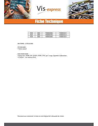 1 x Tige filetée M18 Longueur 1 mètre nylon...