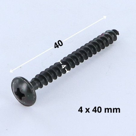 1 x VBA Vis bois agglo Poelier Pozi N°2 4X40 Filetage total Diamètre de tête: 10 Acier zingué noir
