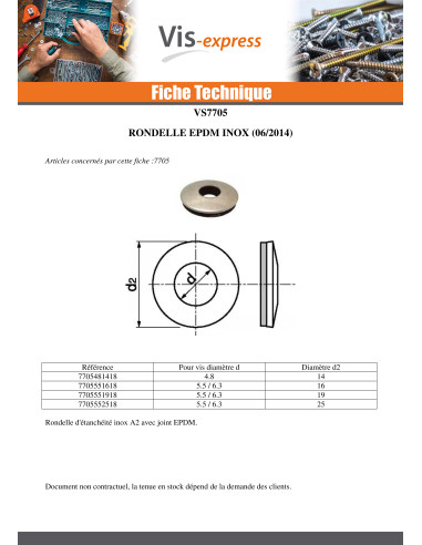 1 x Rondelle d'étanchéite EPDM Acier zingué 4.8X16
