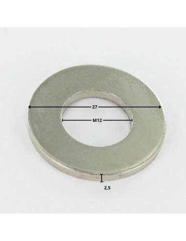 1 x Rondelle Plate M12X27X2.5 M Acier nickelé