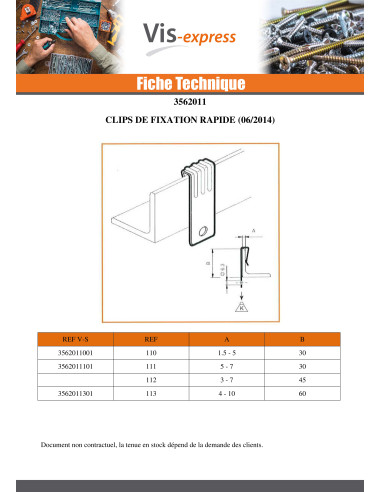 1 x CLIPS Fixation POUTRE rapide Epaisseur de...